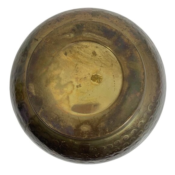 VTG Patina Hand-Hammered Brass Bowl Planter Pot Spittoon Decorative Accent Piece - Picture 6 of 12